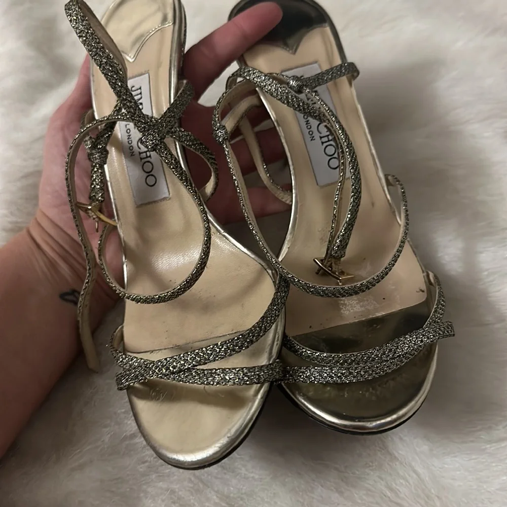 Jimmy Choo silver evening shoe size 36 / 6 - Picture 2 of 7